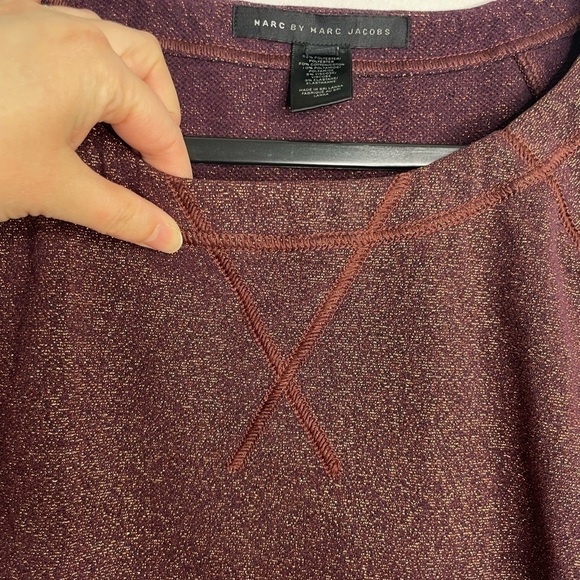 MARC by Marc Jacobs midnight cranberry sparkly metallic raglan sweatshirt - Picture 6 of 10